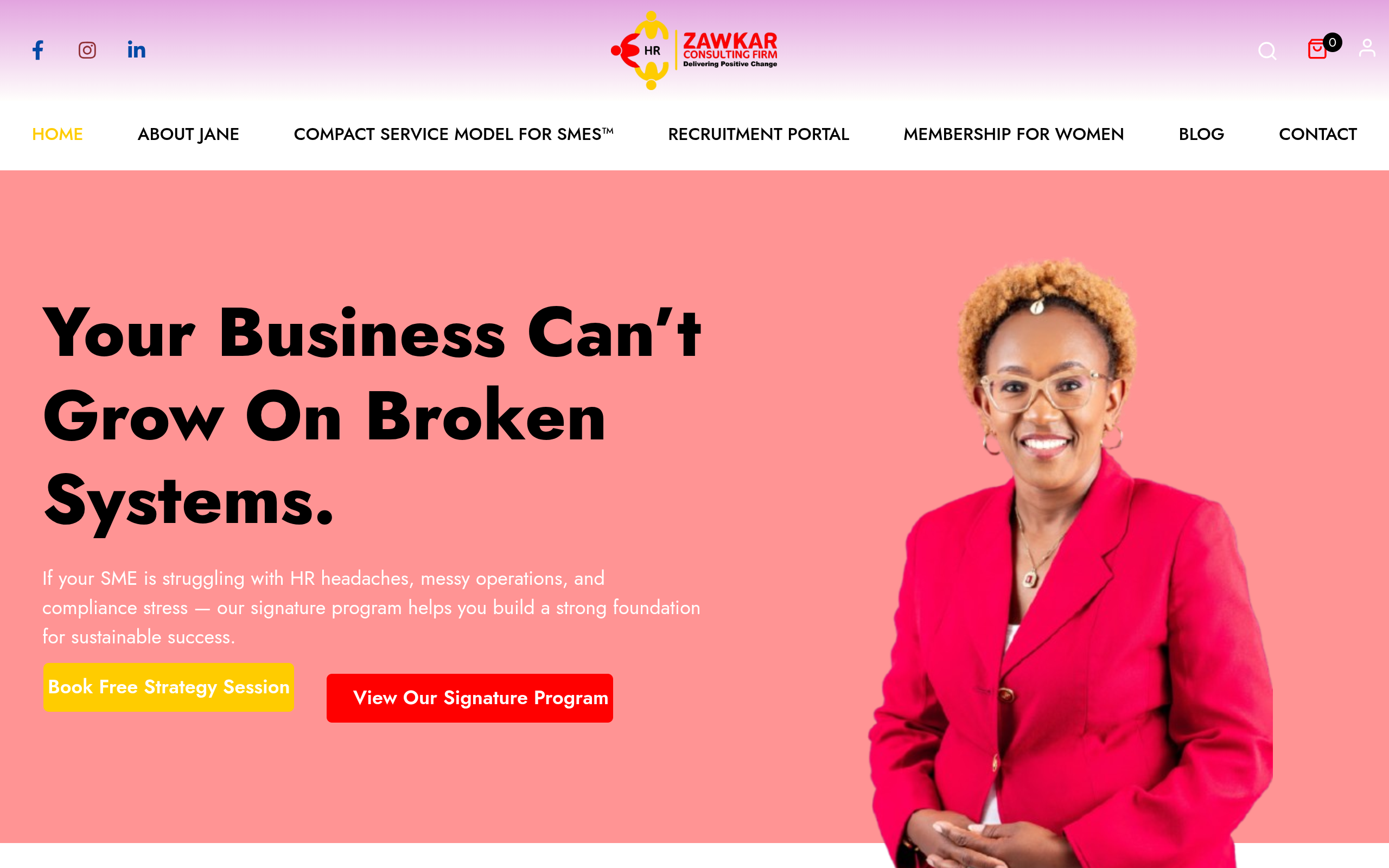 Zawkar Consulting website screenshot